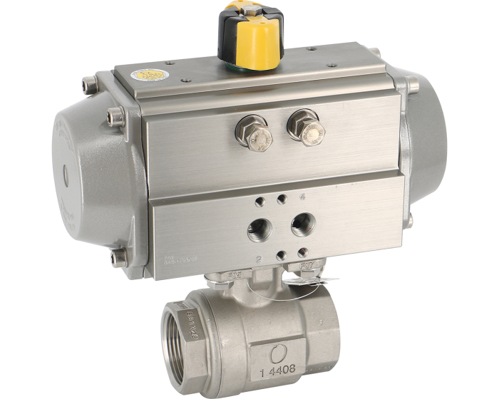 2 pieces stainless steel ball valves 715 XS + RE/RES pneumatic actuator